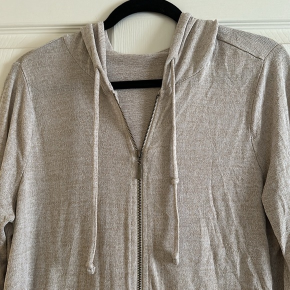 Lightweight Oatmeal Hooded Zip Up Cardigan Jacket - Picture 2 of 7